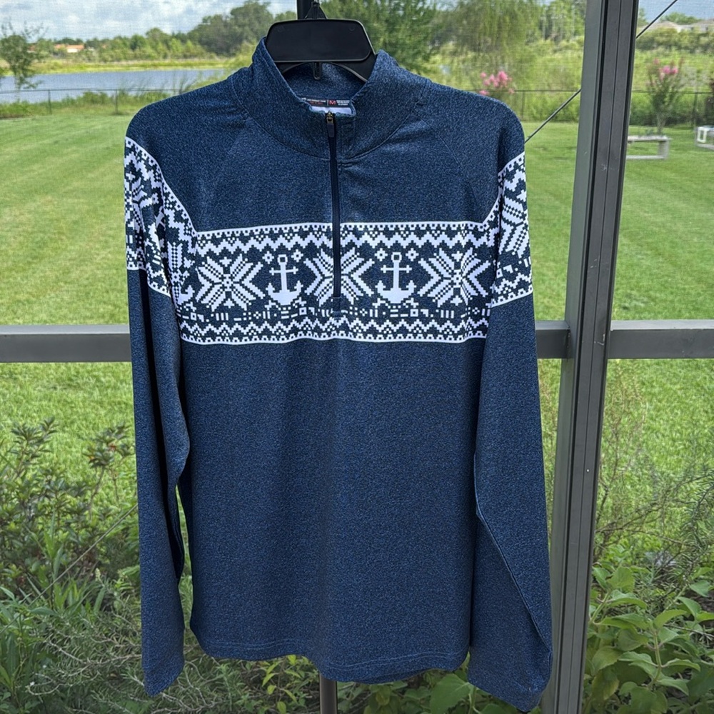 Southern Tide mens medium blue 1/4 zip performance golf sweater